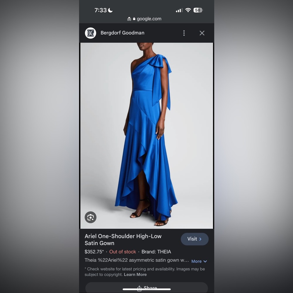 Theia Ariel One Shoulder Gown Gem